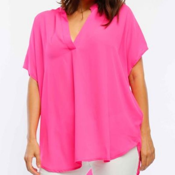 neon pink plus size top